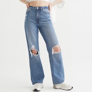H&M NWT Wide leg distressed jeans